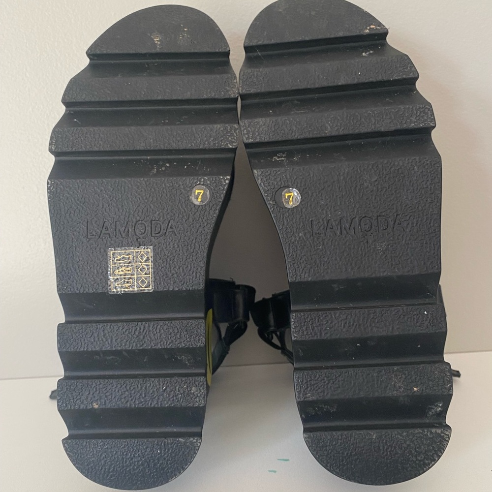 Black Keep Smiling Platform Sandals - image 4